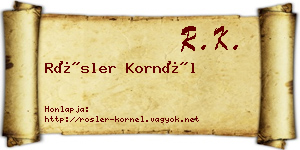 Rösler Kornél névjegykártya